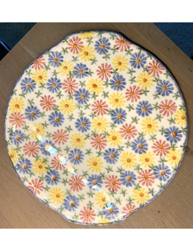 Taartplateau met een décor van geel / blauw / groen / rood bloemen - Schramberg