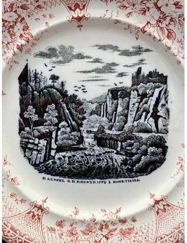 Dessertbordje / bordje - maker onbekend - décor in zwart / wit D. KESSEL B.D. ROSSTRAPPE I. BODENTHALE
