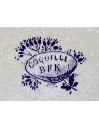 Diep bord / soepbord / pastabord - B.F.K. / Boch Frères Kéramis - decor COQUILLE paars / lila