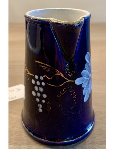 Jug - small - blind mark size? 8 - Opaque de Sarreguémines - dark blue with white and gold hand painted
