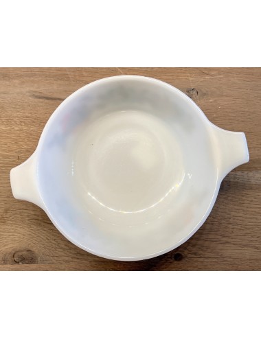 Schaaltje / Soepschaaltje / Soepkom - gemerkt JAJ England - wit melkglas met een décor van grijs-bruin-blauwe bloemen