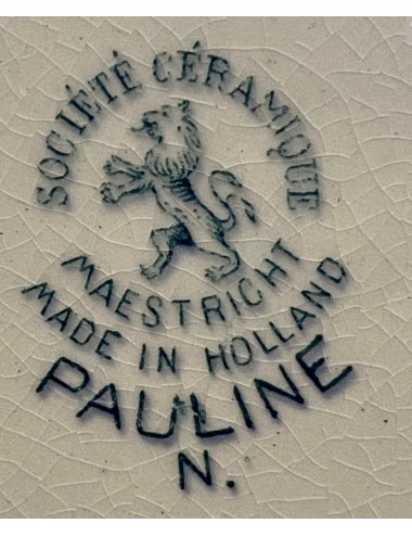 Schaal - rond - Société Céramique Maestricht - décor PAULINE N. (1900-1920) in petrol